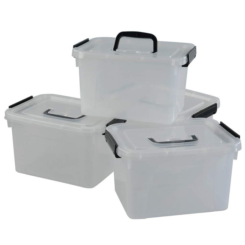 Begale 5 Quart Plastic Small Storage Container, Clear Latch Box with Latches, 4-Pack - Image 1